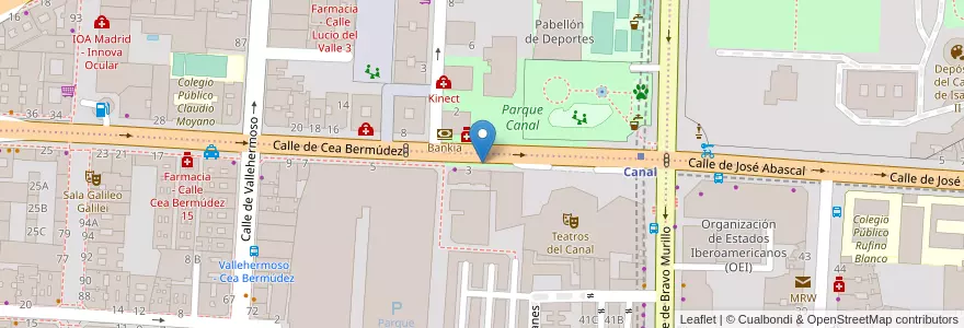 Mapa de ubicacion de CEA BERMUDEZ, CALLE, DE,3 en スペイン, マドリード州, Comunidad De Madrid, Área Metropolitana De Madrid Y Corredor Del Henares, Madrid.