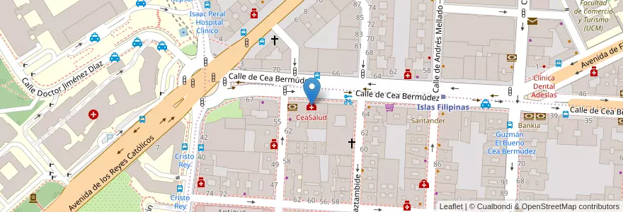 Mapa de ubicacion de CeaSalud en スペイン, マドリード州, Comunidad De Madrid, Área Metropolitana De Madrid Y Corredor Del Henares, Madrid.