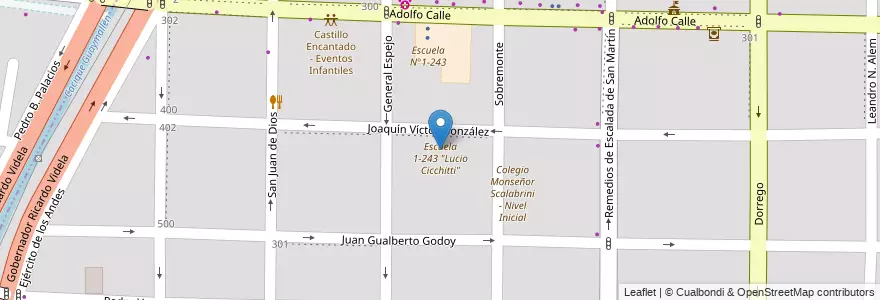Mapa de ubicacion de CEBA 3-216 en アルゼンチン, チリ, メンドーサ州, Distrito Dorrego.