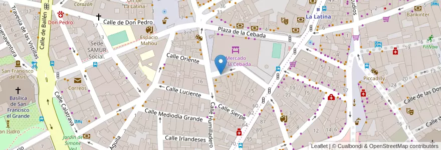 Mapa de ubicacion de CEBADA, CALLE, DE LA,7 en Spanien, Autonome Gemeinschaft Madrid, Autonome Gemeinschaft Madrid, Área Metropolitana De Madrid Y Corredor Del Henares, Madrid.