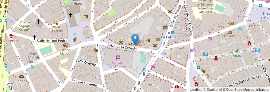 Mapa de ubicacion de CEBADA, PLAZA, DE LA,4 en スペイン, マドリード州, Comunidad De Madrid, Área Metropolitana De Madrid Y Corredor Del Henares, Madrid.