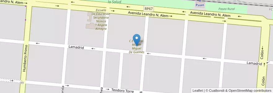 Mapa de ubicacion de C.E.C. Gral. Martin Miguel De Güemes en Arjantin, Buenos Aires, Partido De Puan, Puan.