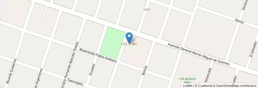 Mapa de ubicacion de C.E.C. N°801 en Arjantin, Buenos Aires, Partido De Moreno, Moreno.
