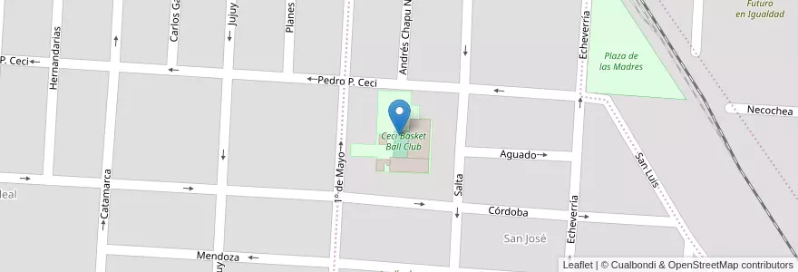 Mapa de ubicacion de Ceci Basket Ball Club en Argentinië, Santa Fe, Departamento San Jerónimo, Municipio De Gálvez, Gálvez.