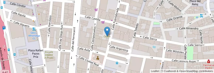 Mapa de ubicacion de Ceden en إسبانيا, منطقة مدريد, منطقة مدريد, Área Metropolitana De Madrid Y Corredor Del Henares, Getafe.