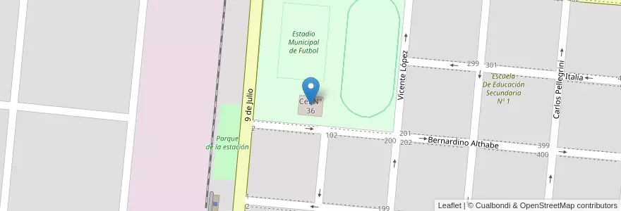 Mapa de ubicacion de Cef N° 36 en Argentinië, Buenos Aires, Partido De General Alvear, General Alvear.