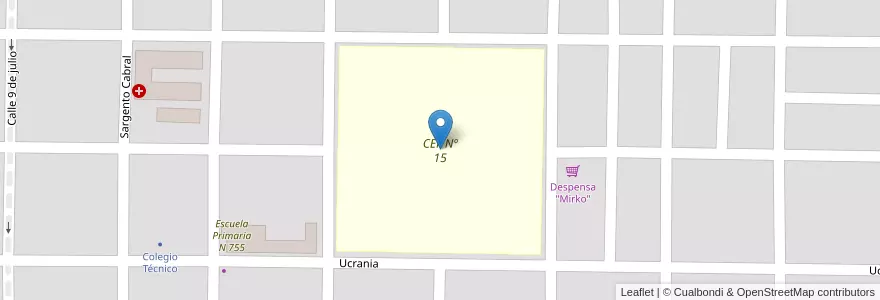 Mapa de ubicacion de CEF Nº 15 en 아르헨티나, Chaco, Departamento O'Higgins, Municipio De San Bernardo, San Bernardo.