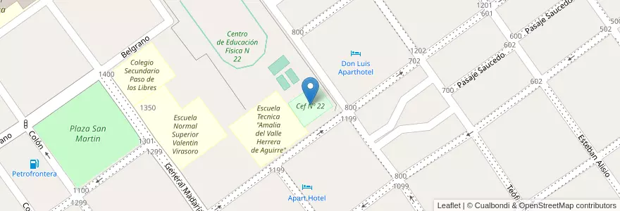 Mapa de ubicacion de Cef Nº 22 en Arjantin, Corrientes, Departamento Paso De Los Libres, Municipio De Paso De Los Libres.