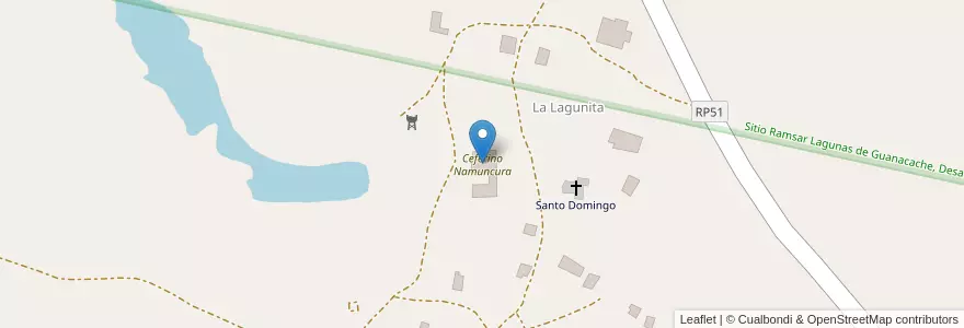 Mapa de ubicacion de Ceferino Namuncura en アルゼンチン, メンドーサ州, Departamento Lavalle, Distrito San Miguel.