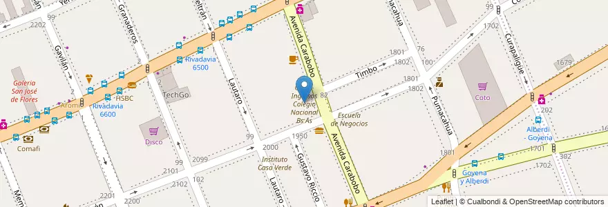 Mapa de ubicacion de Ceflo - Ingresos Colegio Nacional Bs As, Flores en アルゼンチン, Ciudad Autónoma De Buenos Aires, Comuna 7, ブエノスアイレス.
