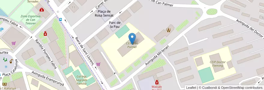 Mapa de ubicacion de CEIP Can Palmer en スペイン, カタルーニャ州, Barcelona, Baix Llobregat, Viladecans.