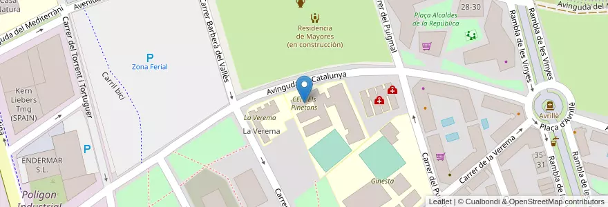 Mapa de ubicacion de CEIP Els Pinetons en 西班牙, Catalunya, Barcelona, Vallès Occidental, Ripollet.