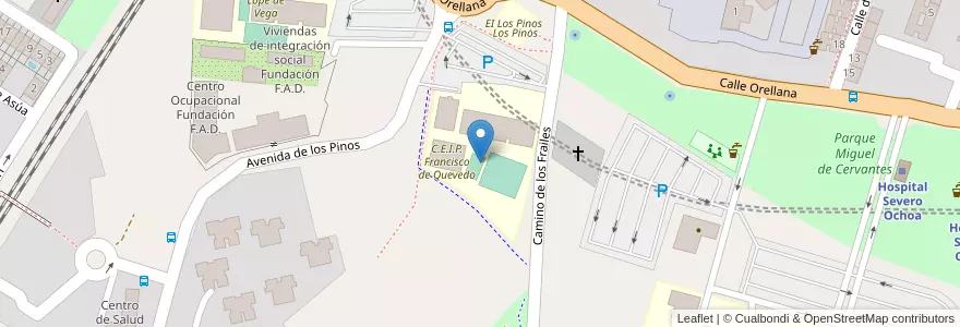 Mapa de ubicacion de C.E.I.P. Francisco de Quevedo en Espanha, Comunidade De Madrid, Comunidade De Madrid, Área Metropolitana De Madrid Y Corredor Del Henares, Leganés.