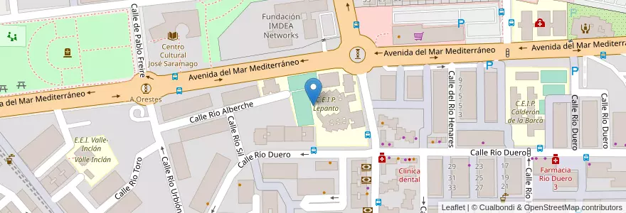 Mapa de ubicacion de C.E.I.P. Lepanto en 西班牙, Comunidad De Madrid, Comunidad De Madrid, Área Metropolitana De Madrid Y Corredor Del Henares, Leganés.