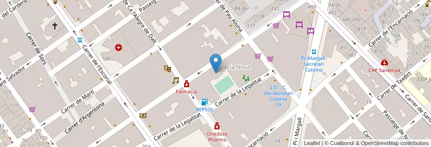 Mapa de ubicacion de CEIP Pau Casals en 西班牙, Catalunya, Barcelona, Barcelonès, Barcelona.