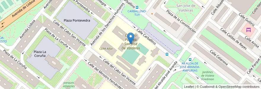Mapa de ubicacion de C.E.I.P. San José de Valderas en Spanien, Autonome Gemeinschaft Madrid, Autonome Gemeinschaft Madrid, Área Metropolitana De Madrid Y Corredor Del Henares, Alcorcón.