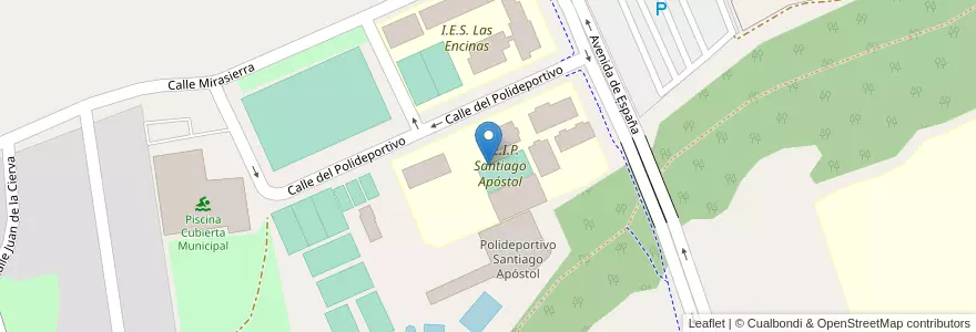 Mapa de ubicacion de C.E.I.P. Santiago Apóstol en İspanya, Comunidad De Madrid, Comunidad De Madrid, Cuenca Del Guadarrama, Villanueva De La Cañada.