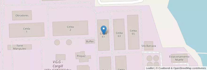 Mapa de ubicacion de Celda 61 en الأرجنتين, سانتا في, Departamento Rosario, Municipio De Villa Gobernador Gálvez.