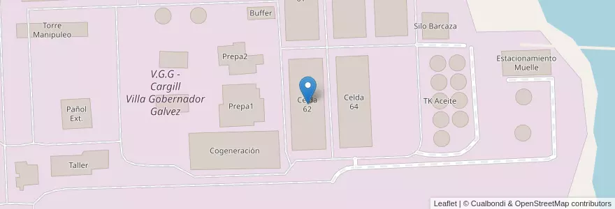 Mapa de ubicacion de Celda 62 en Argentina, Santa Fe, Departamento Rosario, Municipio De Villa Gobernador Gálvez.