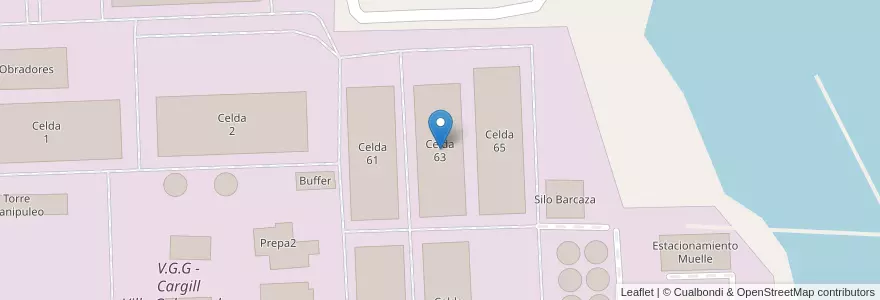 Mapa de ubicacion de Celda 63 en アルゼンチン, サンタフェ州, Departamento Rosario, Municipio De Villa Gobernador Gálvez.