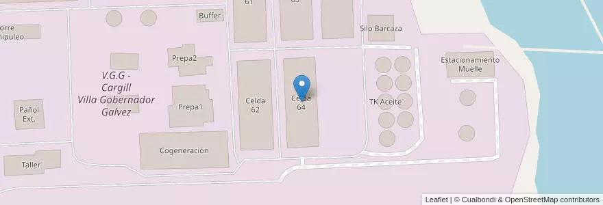 Mapa de ubicacion de Celda 64 en 아르헨티나, Santa Fe, Departamento Rosario, Municipio De Villa Gobernador Gálvez.