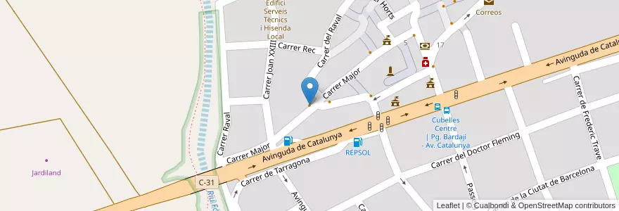 Mapa de ubicacion de Celler el Porro en Espagne, Catalogne, Barcelone, Garraf, Cubelles.
