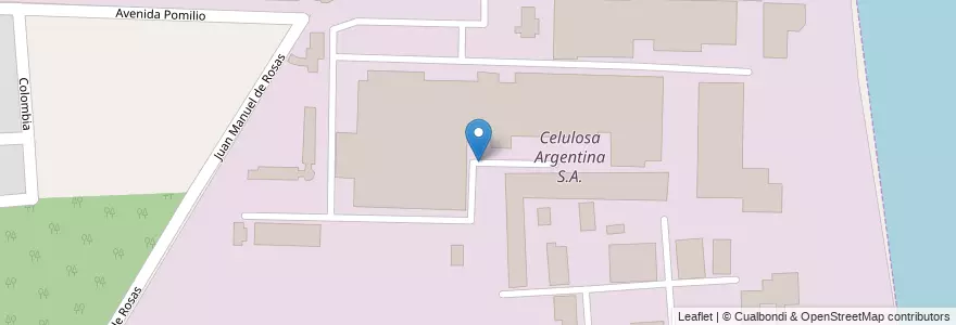 Mapa de ubicacion de Celulosa Argentina S.A. en آرژانتین, سانتافه, Departamento San Lorenzo, Municipio De Capitán Bermudez, Capitán Bermudez.