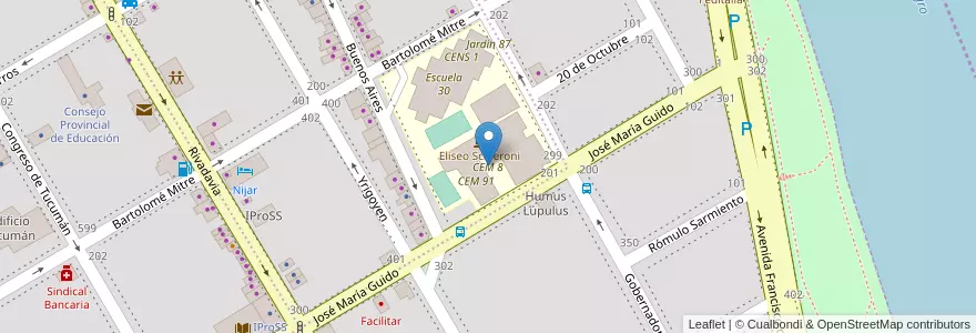 Mapa de ubicacion de CEM 8 en 아르헨티나, 리오네그로주, Departamento Adolfo Alsina, Viedma, Viedma.