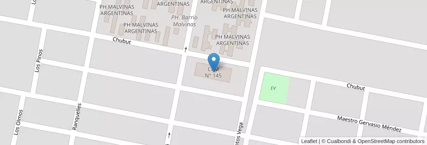 Mapa de ubicacion de CEM N° 145 en Argentina, Provincia Di Río Negro, Departamento General Roca, Villa Regina.