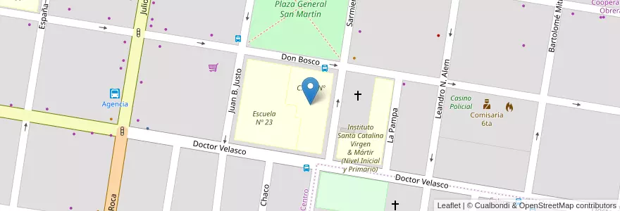Mapa de ubicacion de C.E.M. Nº 24 en Argentina, Chile, Río Negro, Municipio De Allen, Departamento General Roca.