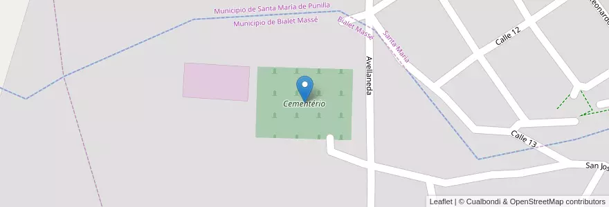 Mapa de ubicacion de Cementério en الأرجنتين, Córdoba, Departamento Punilla, Pedanía Rosario, Municipio De Bialet Massé, Santa María.