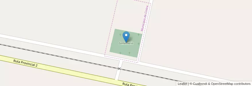 Mapa de ubicacion de Cementerio en آرژانتین, Córdoba, Departamento Unión, Pedanía Litín, Municipio De Cintra.