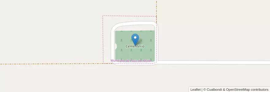 Mapa de ubicacion de Cementerio en Argentine, Córdoba, Departamento Río Segundo, Pedanía Calchín, Municipio De Pozo Del Molle.