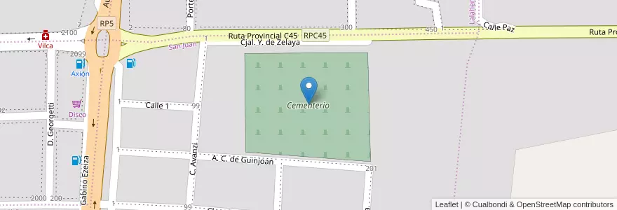 Mapa de ubicacion de Cementerio en Аргентина, Кордова, Departamento Santa María, Pedanía Alta Gracia, Municipio De Alta Gracia, Alta Gracia.