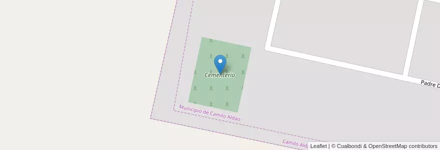 Mapa de ubicacion de Cementerio en Argentinië, Córdoba, Departamento Marcos Juárez, Pedanía Liniers, Municipio De Camilo Aldao, Camilo Aldao.