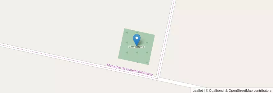 Mapa de ubicacion de Cementerio en 아르헨티나, Córdoba, Departamento Marcos Juárez, Pedanía Liniers, Pedanía Saladillo.