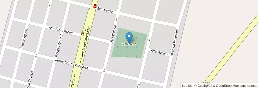 Mapa de ubicacion de Cementerio en Аргентина, Кордова, Departamento Río Cuarto, Pedanía Achiras, Municipio De Achiras, Achiras.