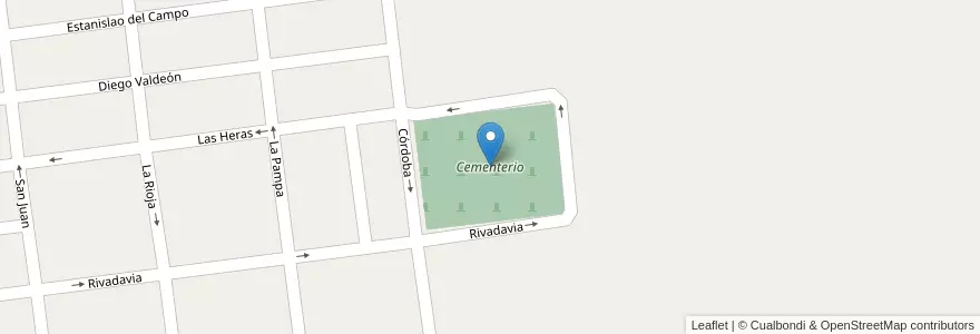 Mapa de ubicacion de Cementerio en Argentine, San Luis, Coronel Pringles, Municipio De La Toma.