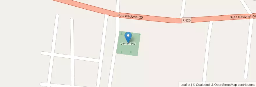 Mapa de ubicacion de Cementerío en Arjantin, Córdoba, Departamento San Javier, Pedanía Rosas, Comuna De Las Tapias.