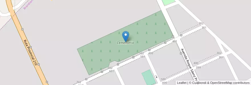 Mapa de ubicacion de Cementerio en Argentinië, Buenos Aires, Brandsen.