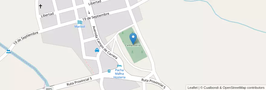 Mapa de ubicacion de Cementerio en 아르헨티나, Jujuy, Departamento Yavi, Municipio De Yavi.