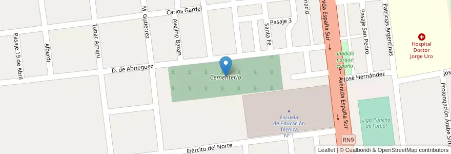 Mapa de ubicacion de Cementerio en Argentina, Jujuy, Departamento Yavi, Municipio De La Quiaca, La Quiaca.