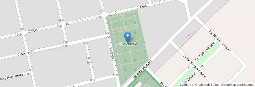 Mapa de ubicacion de Cementerio en Argentina, Provincia Di Buenos Aires, Partido De Rivadavia, América.