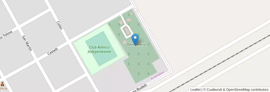 Mapa de ubicacion de Cementerio en Argentine, Santa Fe, Departamento General López, Municipio De Amenábar.