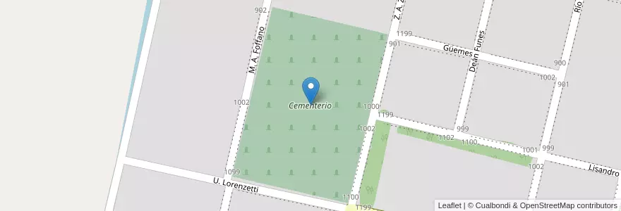 Mapa de ubicacion de Cementerio en Arjantin, Santa Fe, Departamento General López, Municipio De Rufino.