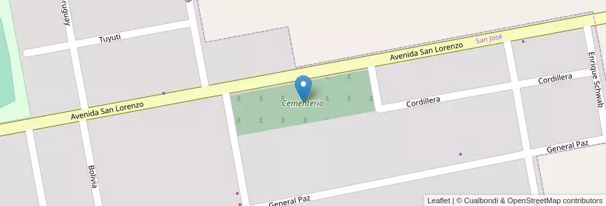 Mapa de ubicacion de Cementerio en アルゼンチン, ブエノスアイレス州, Partido De Coronel Suárez, San José.
