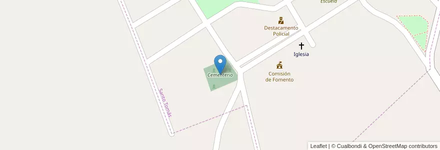Mapa de ubicacion de Cementerio en الأرجنتين, تشيلي, نيوكوين, Departamento Collón Curá, Comisión De Fomento De Santo Tomás.