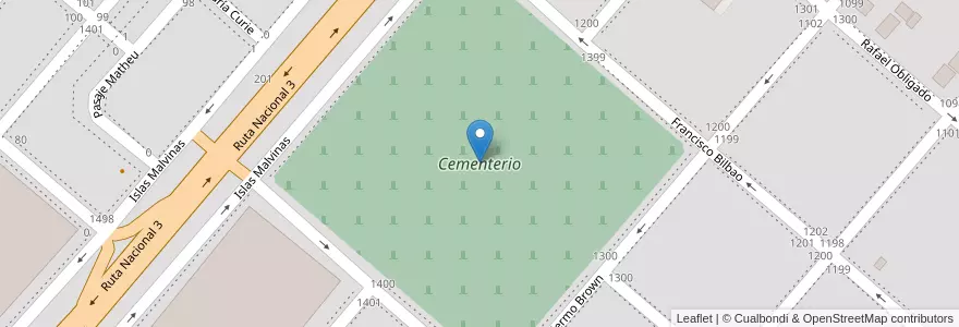 Mapa de ubicacion de Cementerio en Argentina, Terra Do Fogo, Chile, Río Grande, Departamento Río Grande.
