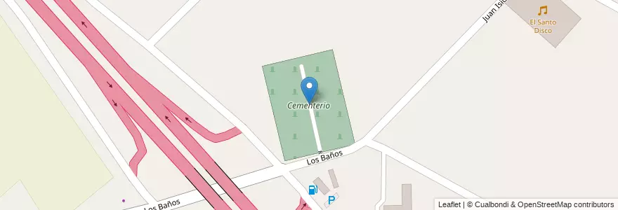 Mapa de ubicacion de Cementerio en Arjantin, Şili, Mendoza, Departamento Maipú, Distrito Rodeo Del Medio.