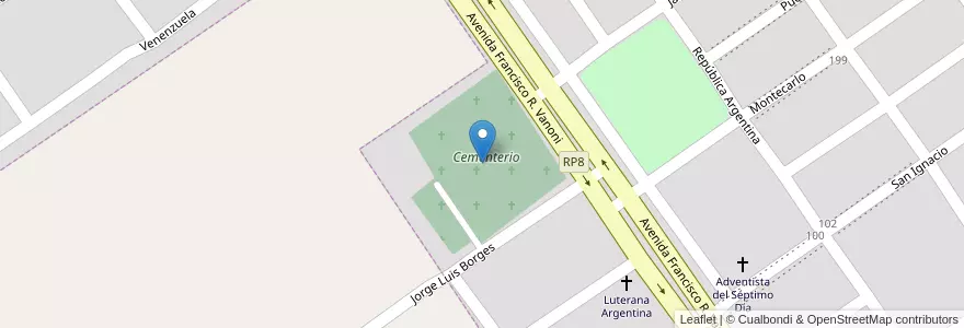 Mapa de ubicacion de Cementerio en アルゼンチン, ミシオネス州, Departamento Cainguás, Municipio De Campo Grande, Campo Grande.